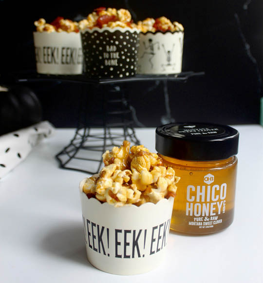 Spooky Honey Bacon Caramel Corn