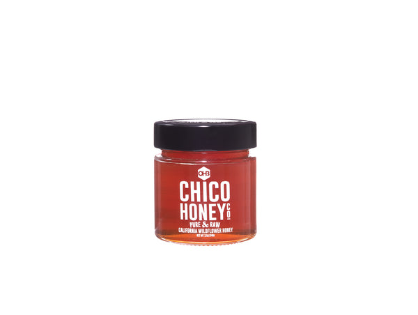 small jar of chico honey california wildflower honey - front