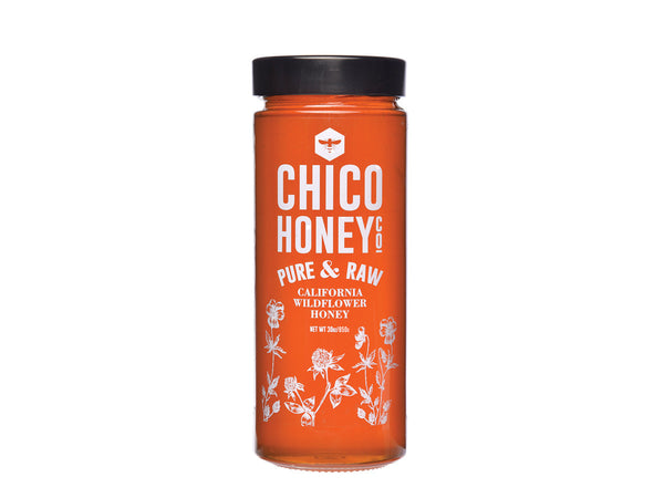 30 ounce jar of chico honey california wildflower honey - front