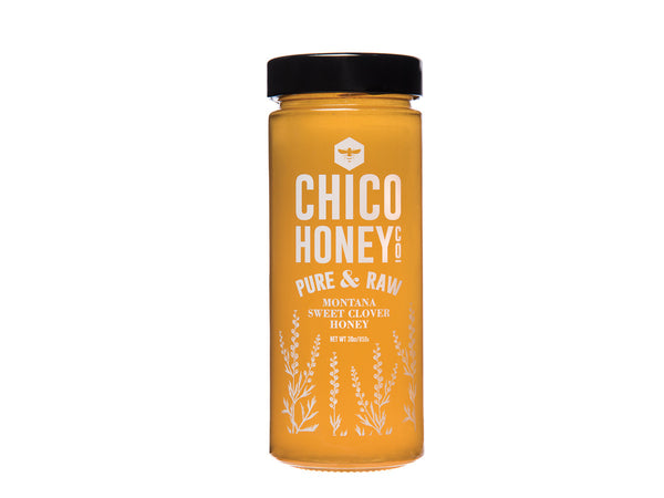 30 ounce jar of chico honey co montana sweet clover honey - front